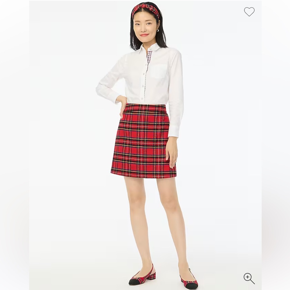 NWT JCrew Tartan A-line Red Plaid Skirt